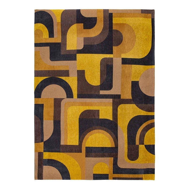 Louis De Poortere Geometric Nuance Module Rugs 9210 in Yellow Meyer